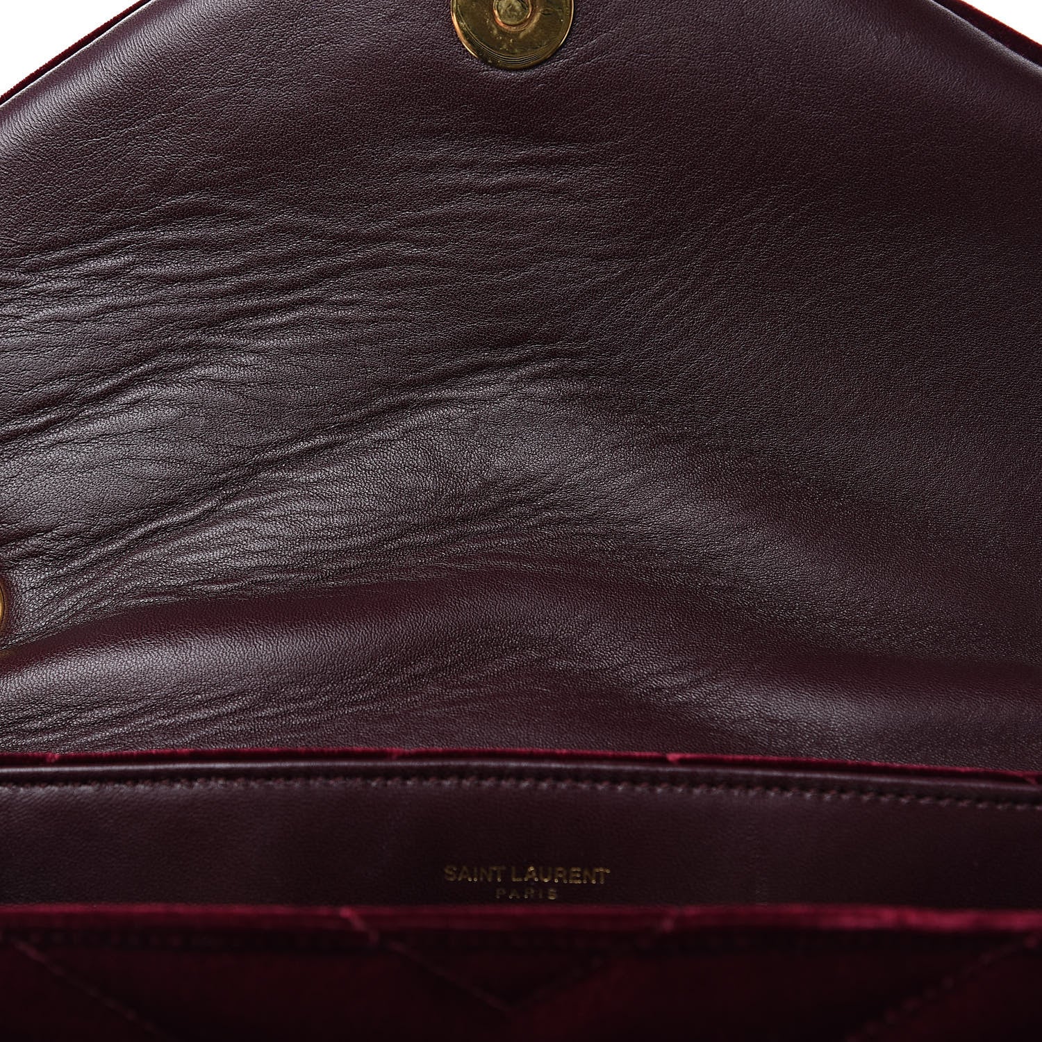 Saint Laurent Velvet Y Quilted Monogram Small Loulou Chain Satchel Burgundy 11 of 11