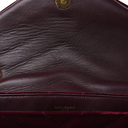 Saint Laurent Velvet Y Quilted Monogram Small Loulou Chain Satchel Burgundy 11 of 11