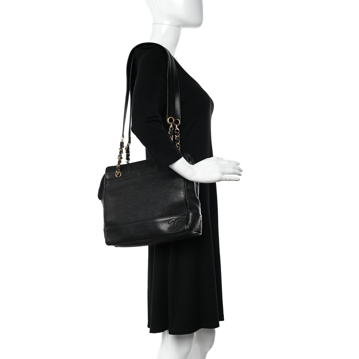 Chanel Caviar CC Shoulder Bag Black 2 of 13