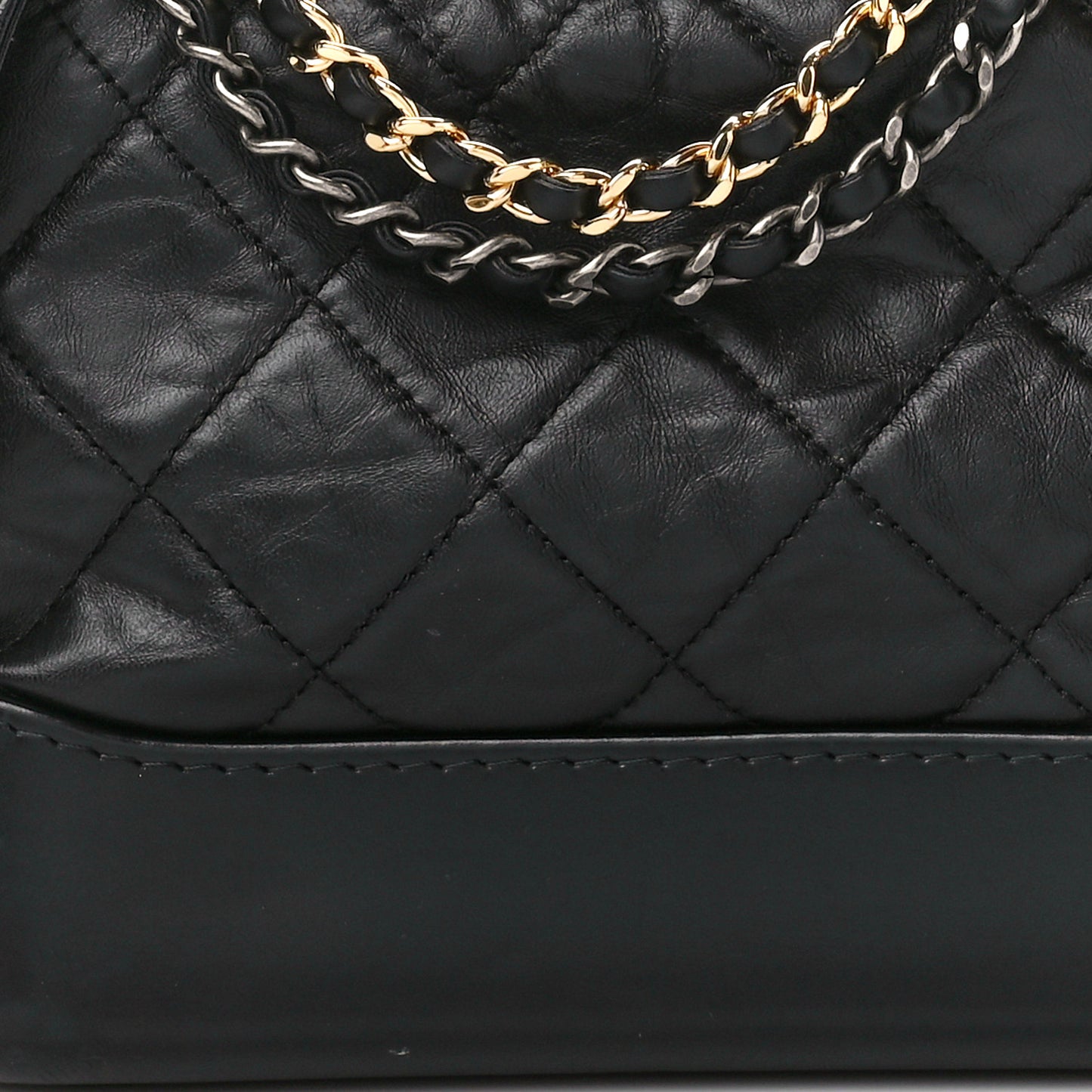 Aged Calfskin Quilted Small Gabrielle Hobo Black