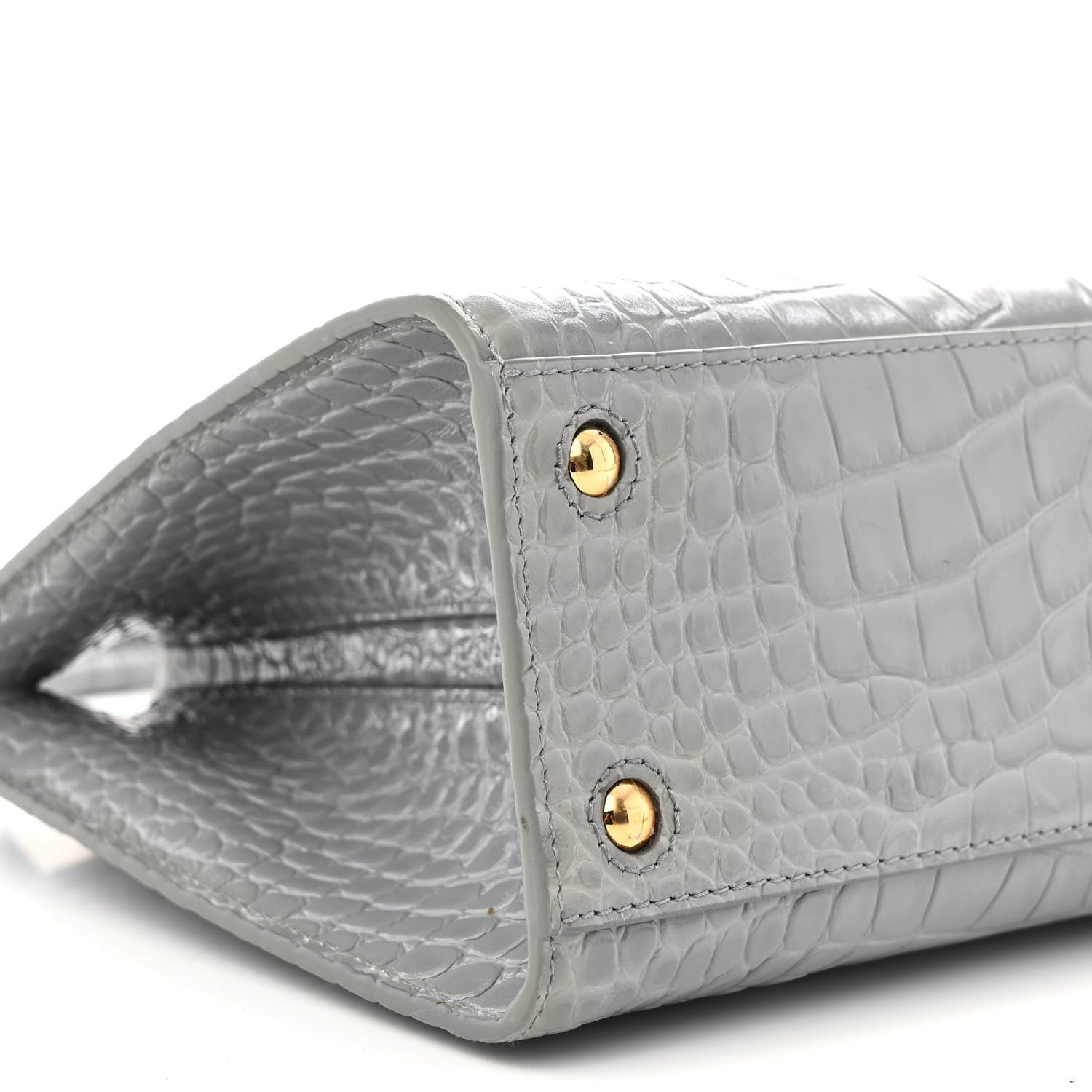 Burberry Crocodile Embossed Calfskin Mini Frances Tote Cloud Grey 9 of 11
