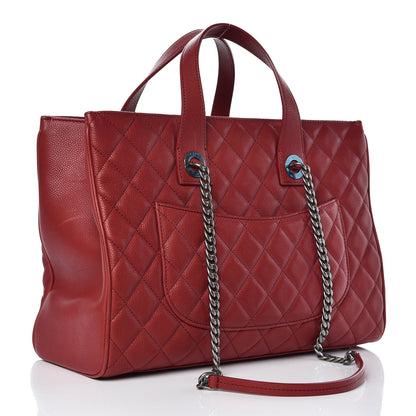 Chanel Caviar Quilted Large Casual Pocket Tote Red 4 of 14
