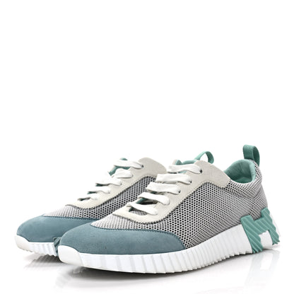 Hermes Air Mesh Suede Goatskin Bouncing Sneakers 39 Vert D'eau 3 of 8