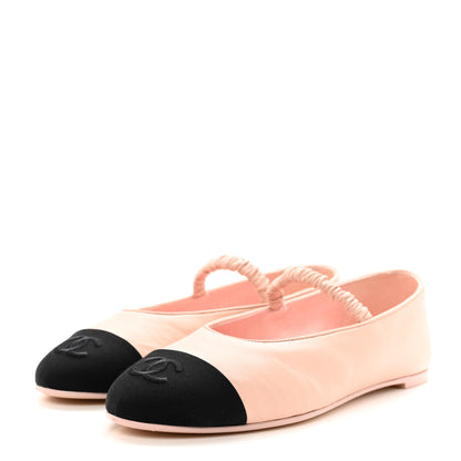 Chanel Lambskin Grosgrain Cap Toe CC Ballerina Flats With Leg Warmers 38 Pink 3 of 14