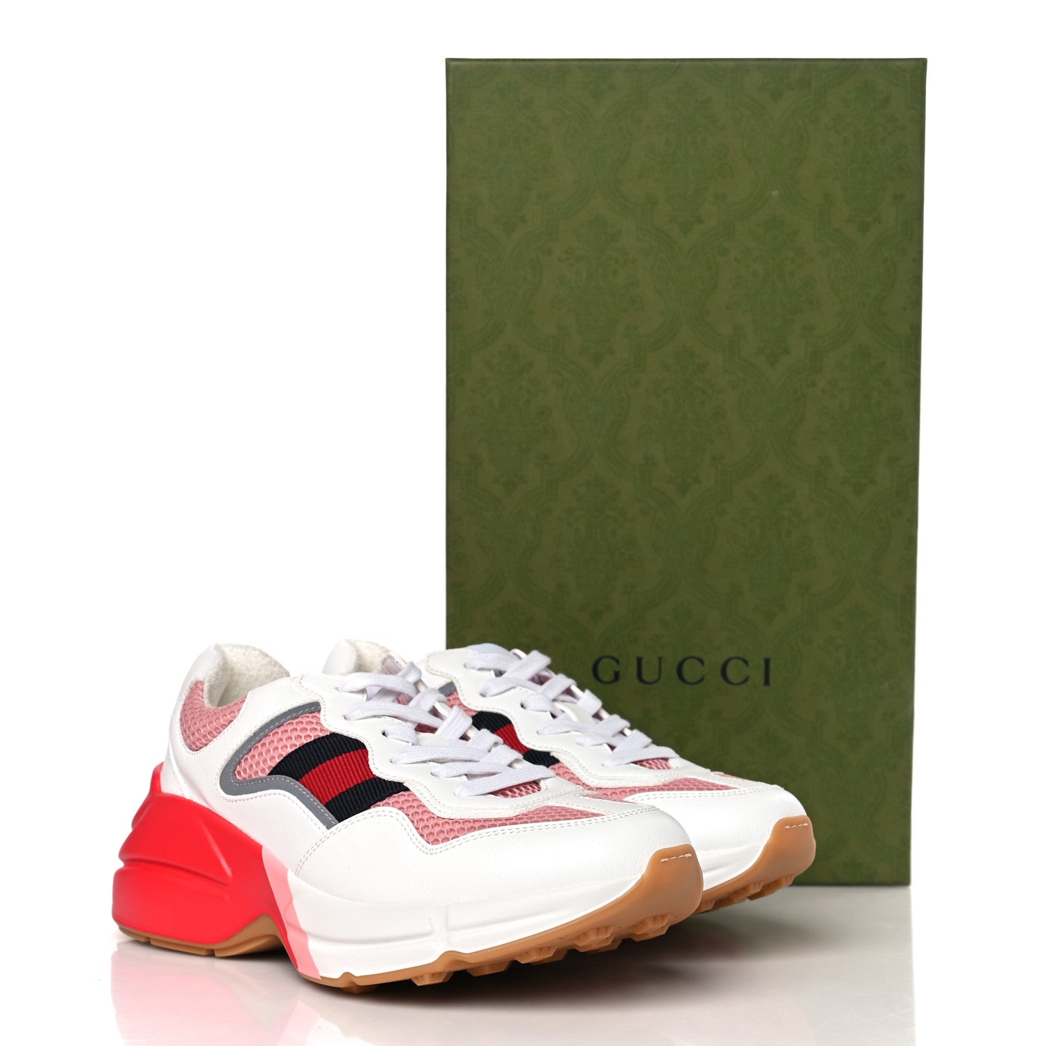 Gucci Lavaredo Eco Fabric Mesh Web Womens Rhyton Reflective Sneakers 36.5 Great White Water Rose Silver 7 of 7
