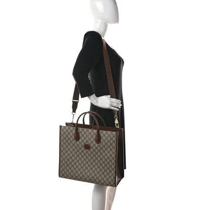 Gucci GG Supreme Monogram Azalea Calfskin Medium Retro Interlocking G Tote Bag Beige Ebony Brown Sugar 2 of 14