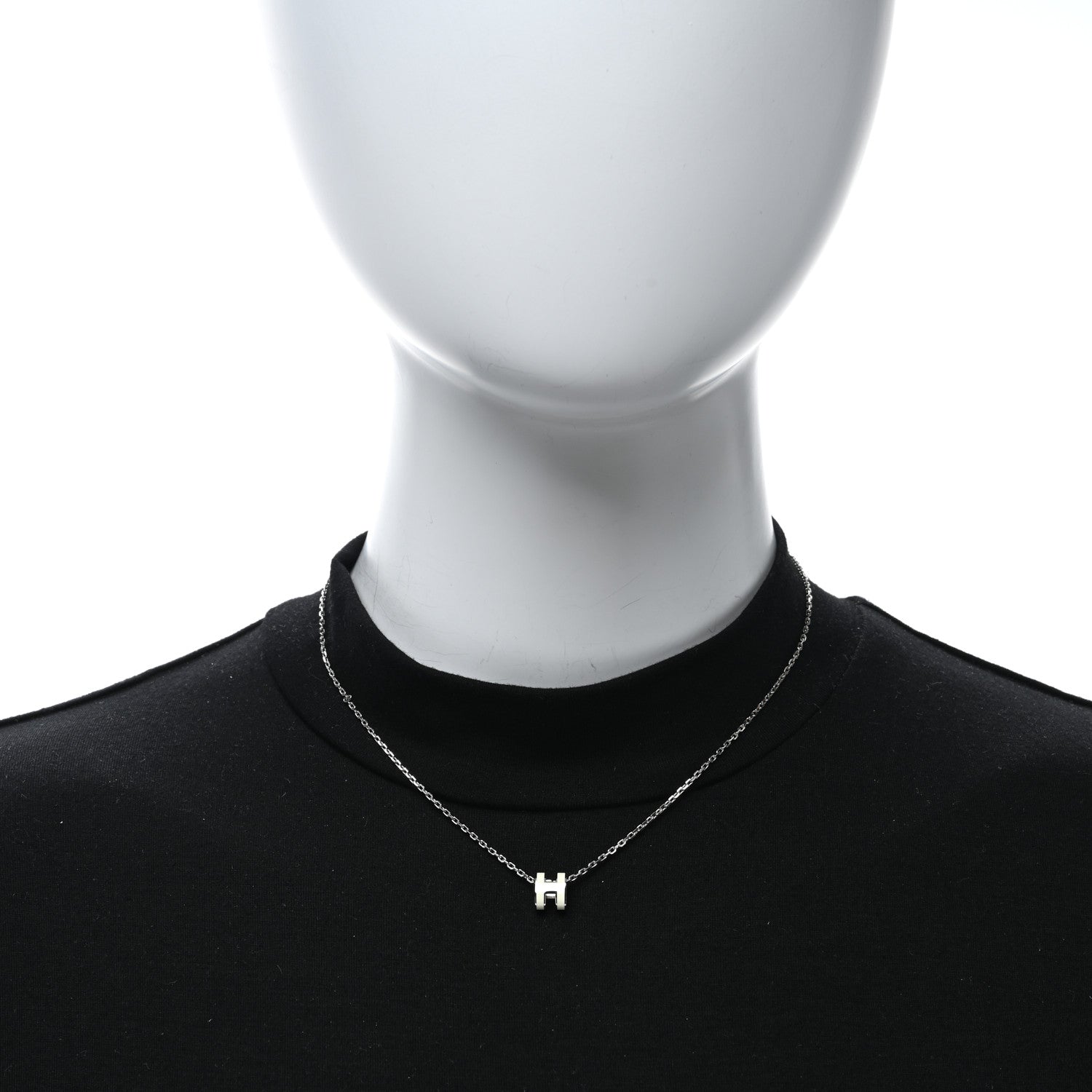 Hermes Lacquered Palladium Mini Pop H Pendant Necklace White 3 of 6