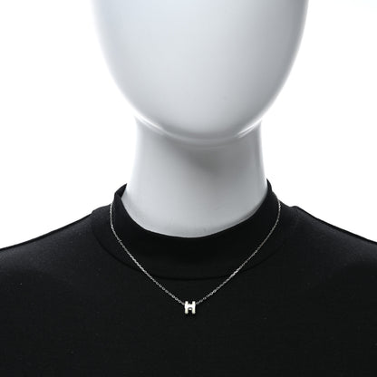 Hermes Lacquered Palladium Mini Pop H Pendant Necklace White 3 of 6
