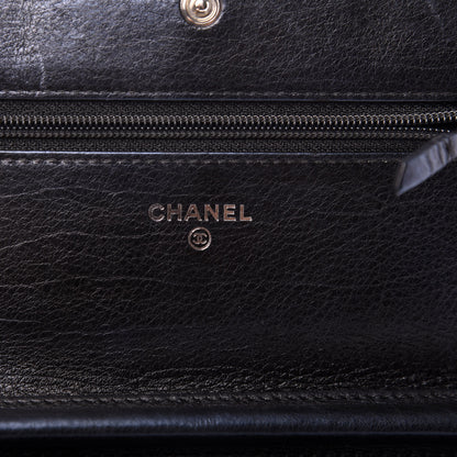 Chanel Metallic Calfskin Quilted Boy Wallet On Chain WOC Navy Blue 8 of 13