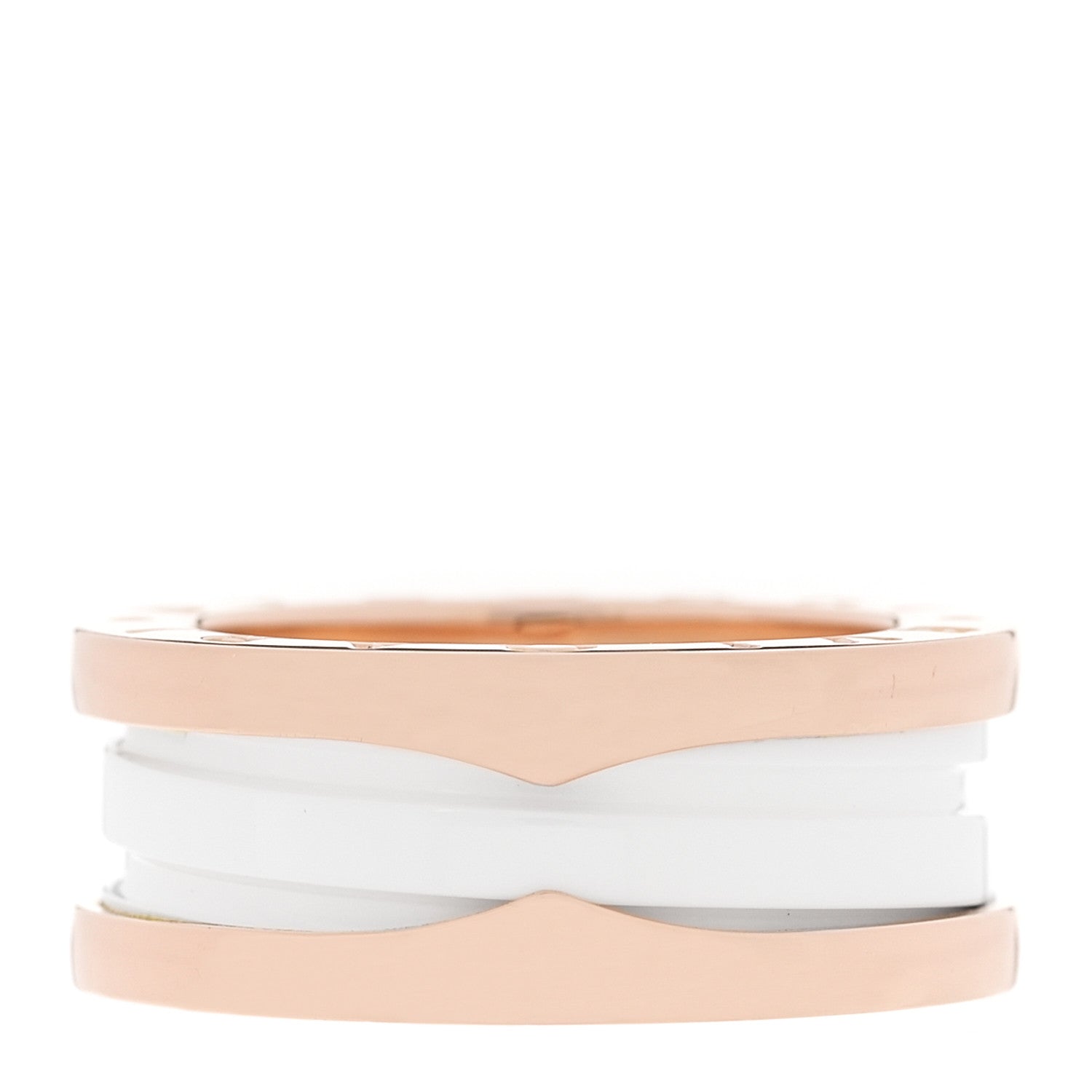 Bulgari 18K Rose Gold White Ceramic B.Zero1 Two-Band Ring  49 4.75 1 of 5