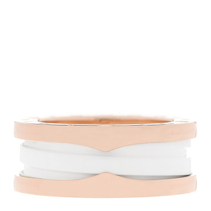 Bulgari 18K Rose Gold White Ceramic B.Zero1 Two-Band Ring  49 4.75 1 of 5