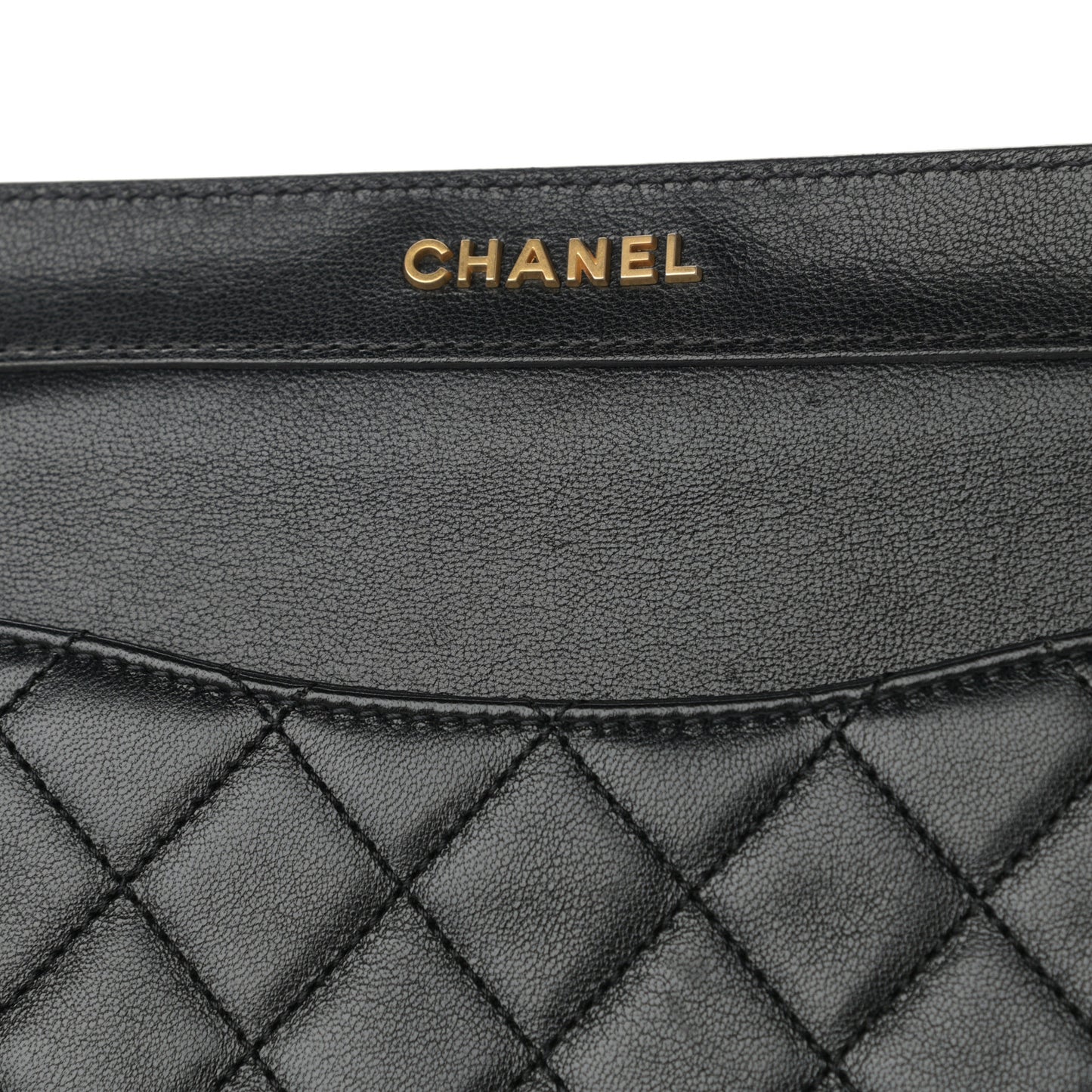 Lambskin Quilted Curved Flap Black