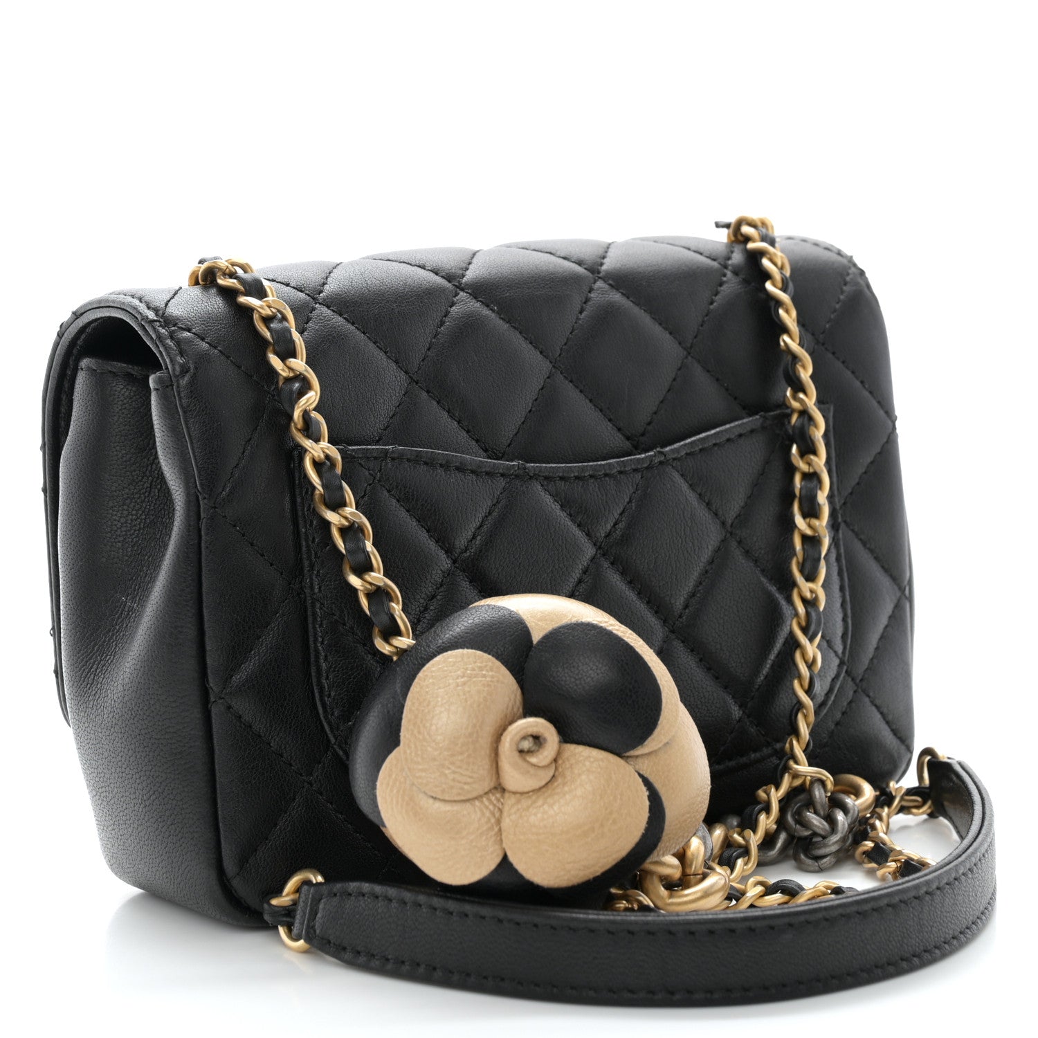 Chanel Lambskin Quilted Small Camellia Flower Flap Black 3 of 11
