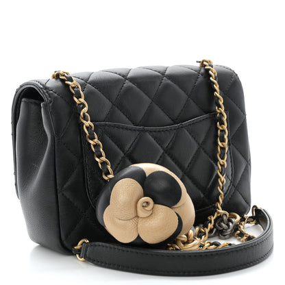 Chanel Lambskin Quilted Small Camellia Flower Flap Black 3 of 11