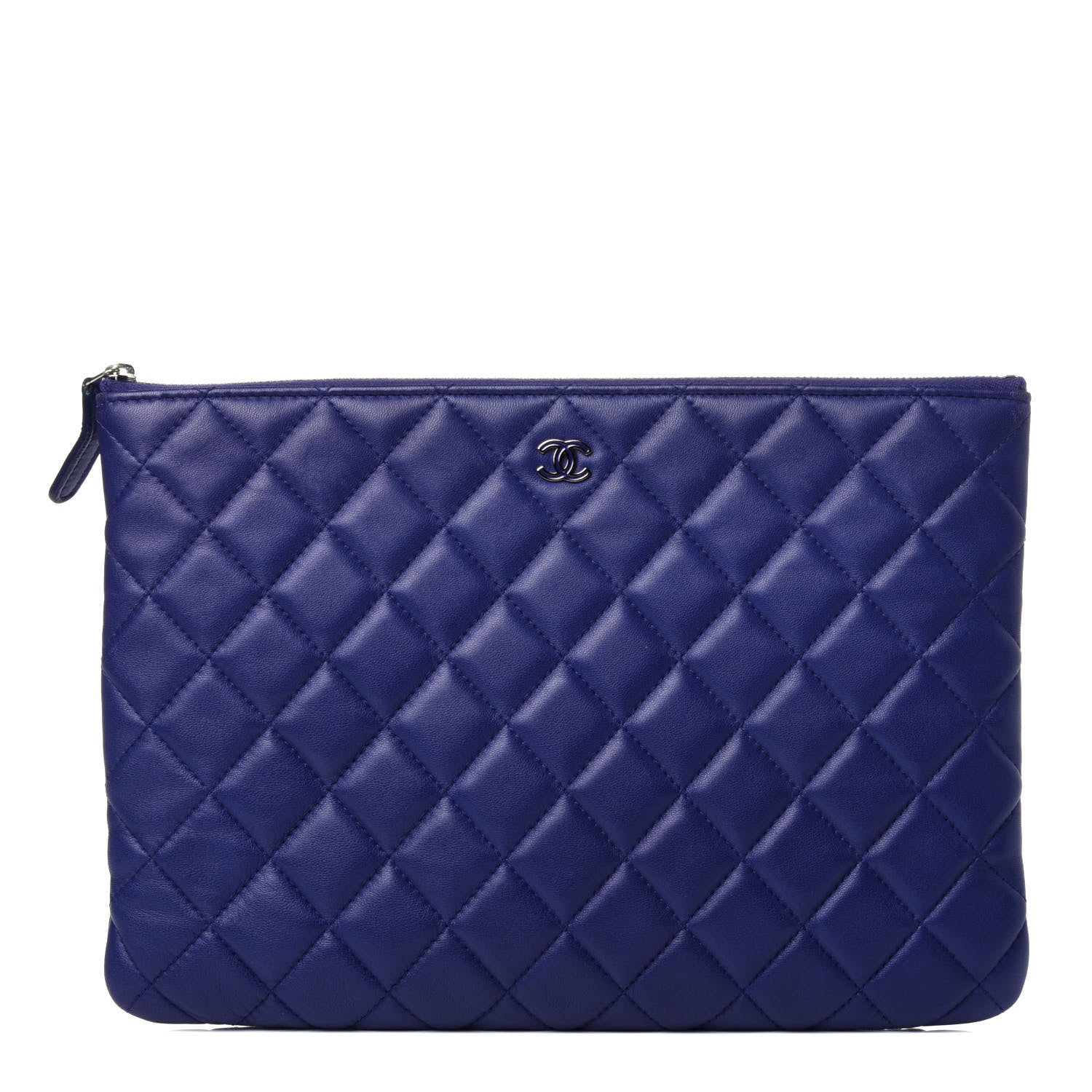 Chanel Lambskin Quilted Medium Cosmetic Case Blue 1 of 12