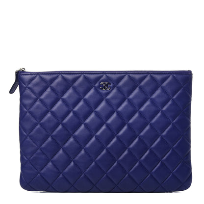 Chanel Lambskin Quilted Medium Cosmetic Case Blue 1 of 12