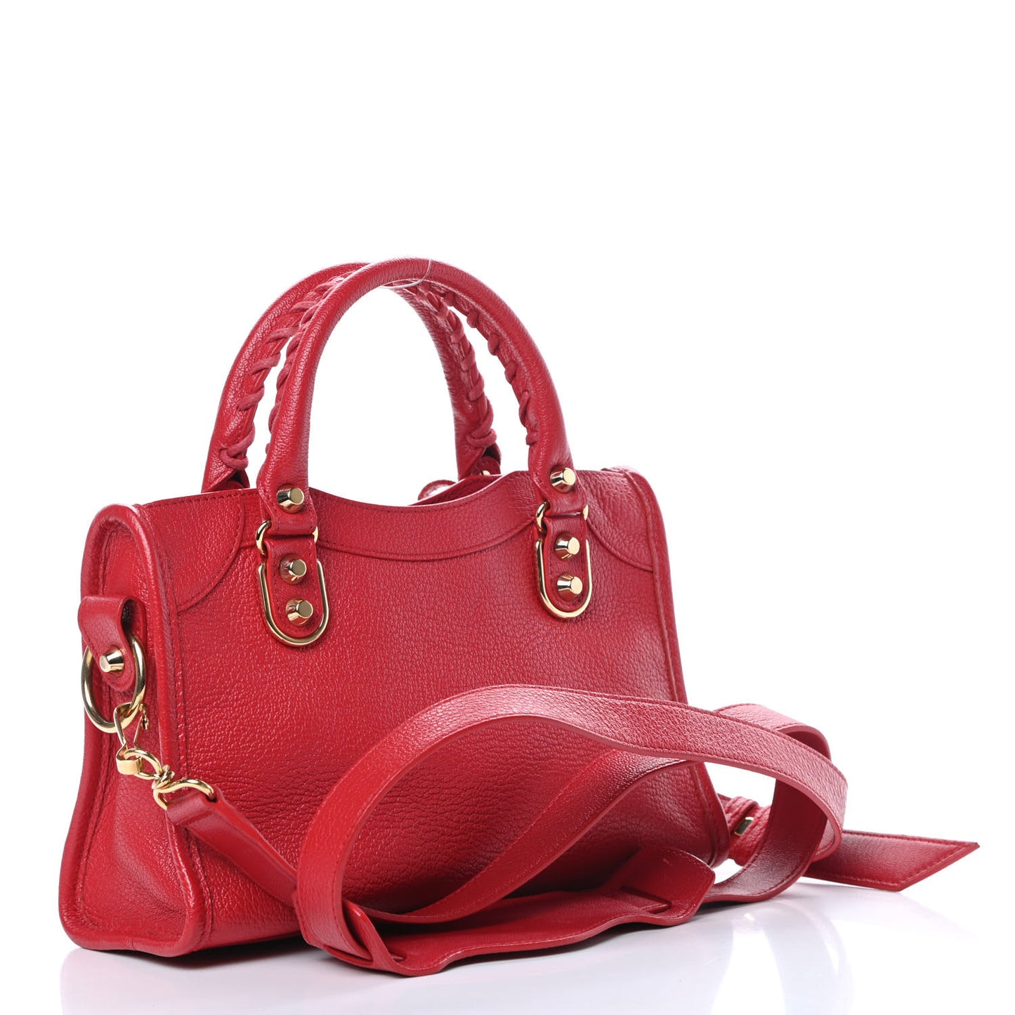 Chevre Gold Metallic Edge Hardware Mini City Rouge Grenade