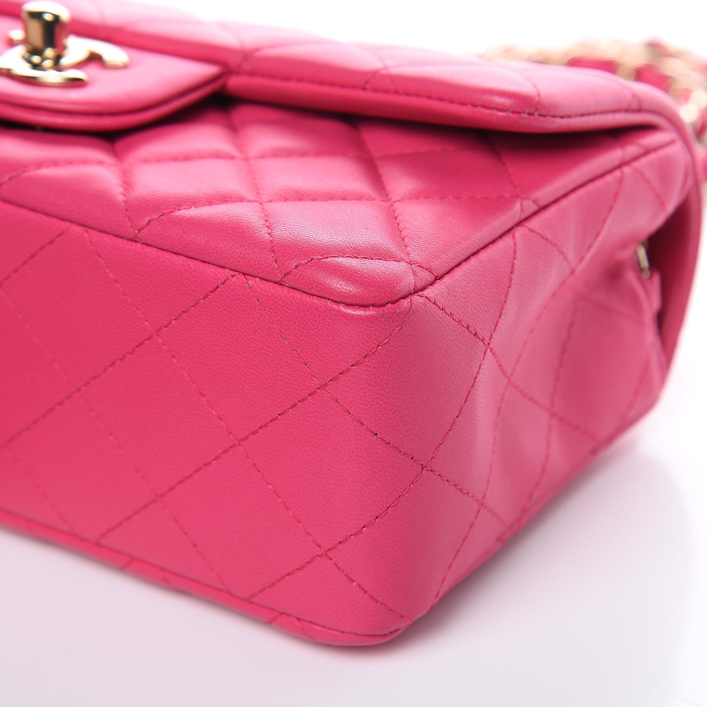 Lambskin Quilted Mini Rectangular Flap Fuchsia