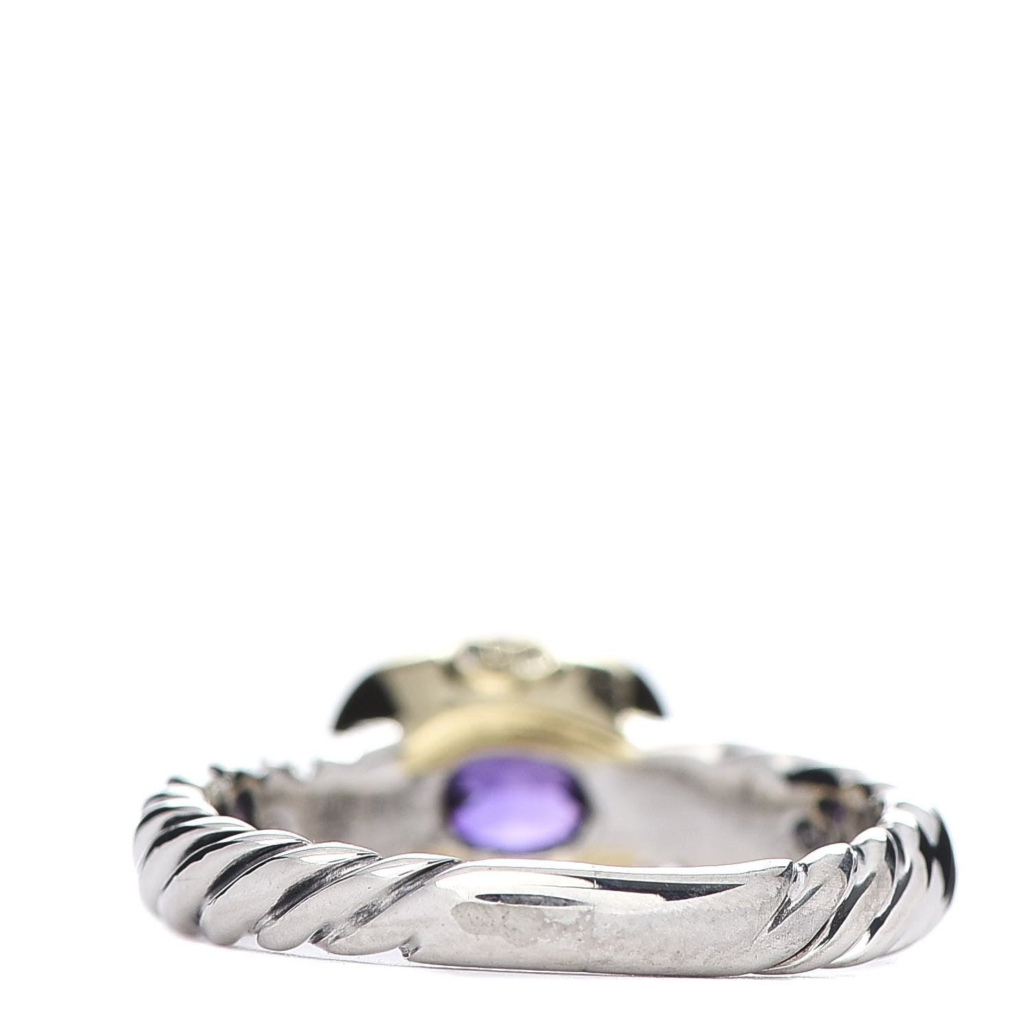 David Yurman Sterling Silver 18K Yellow Gold Amethyst 8mm Noblesse Ring 51 5.75 3 of 4