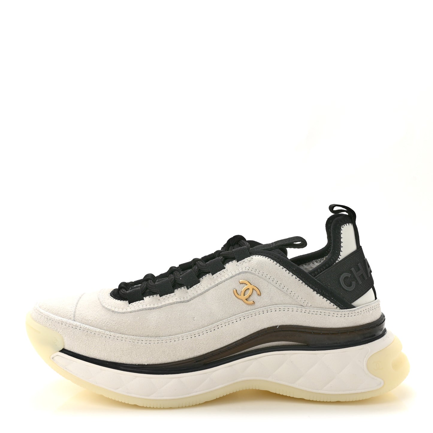 Suede Calfskin Nylon Grosgrain CC Sneakers 38 White