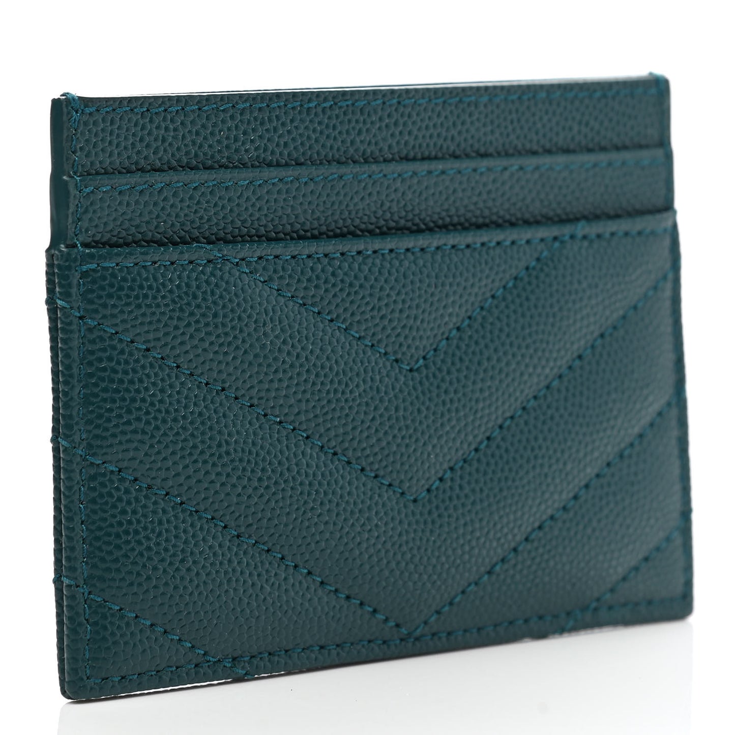Grain De Poudre Matelasse Chevron Monogram Credit Card Case Peacock Green