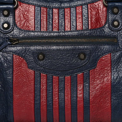 Balenciaga Cuir Arena Striped Classic Hardware City Bleu Nuit Rouge 9 of 13