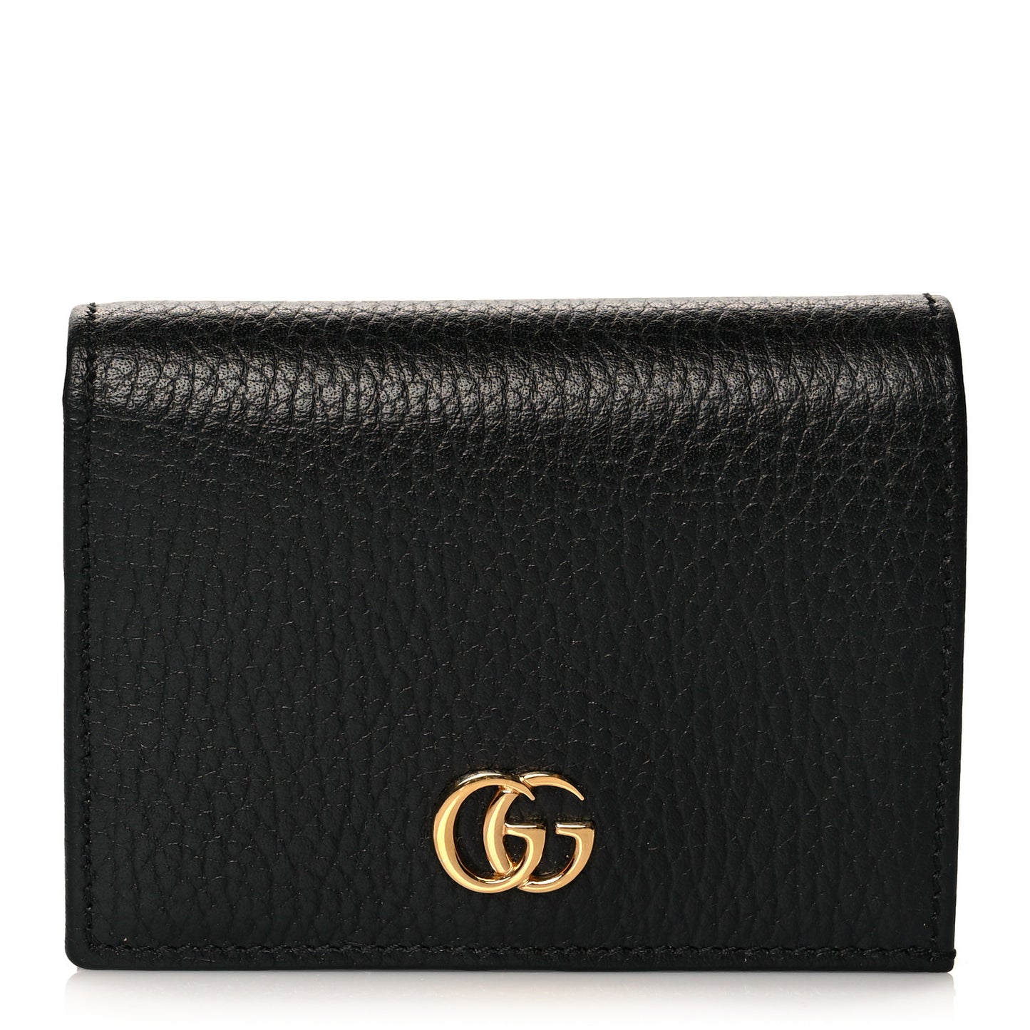 Pebbled Calfskin GG Marmont Card Case Black