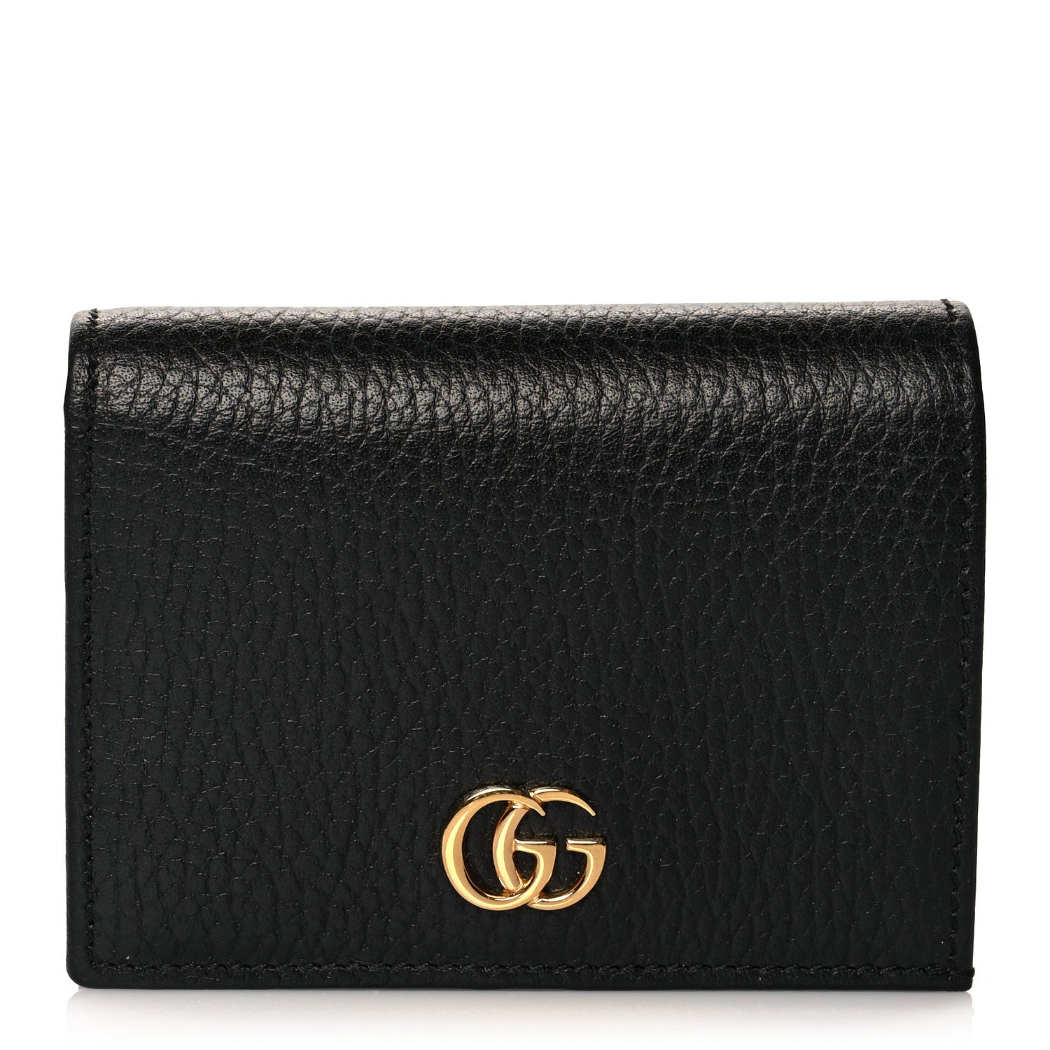 Gucci Pebbled Calfskin GG Marmont Card Case Black 1 of 9