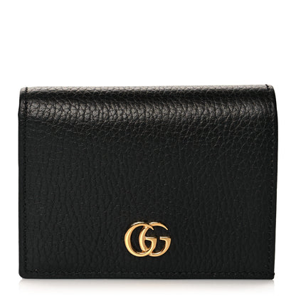 Gucci Pebbled Calfskin GG Marmont Card Case Black 1 of 9