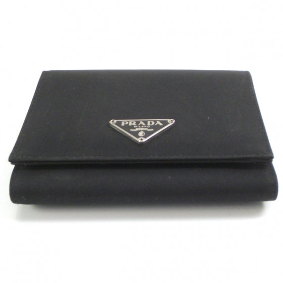Prada Nylon Leather Tri-fold Wallet Black 4 of 8