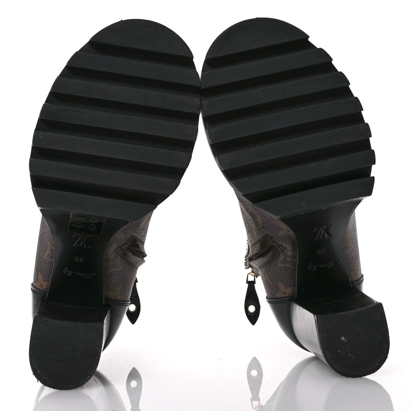 Patent Calfskin Monogram Star Trail Ankle Boots 39 Black