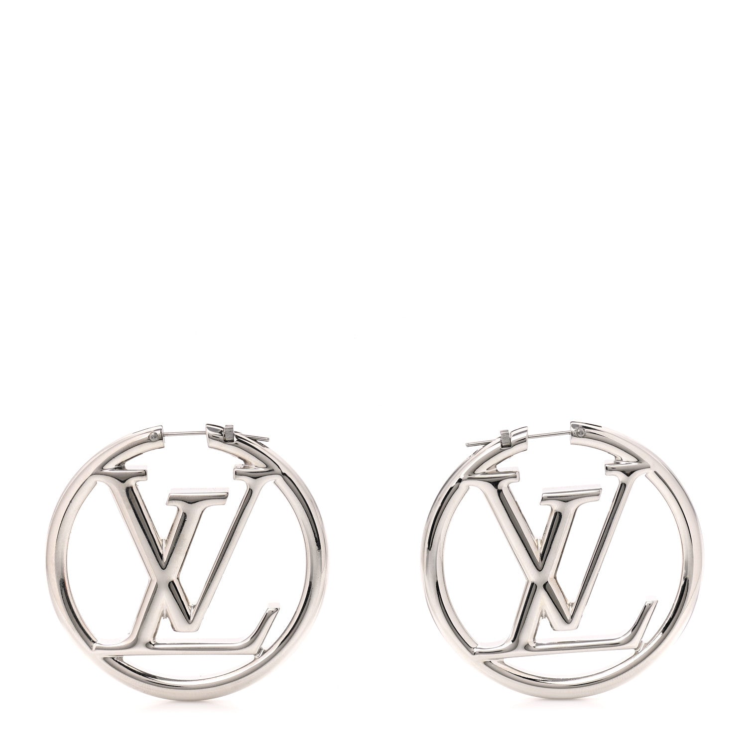 Louis Vuitton Palladium Louise Hoop Earrings Silver 1 of 7