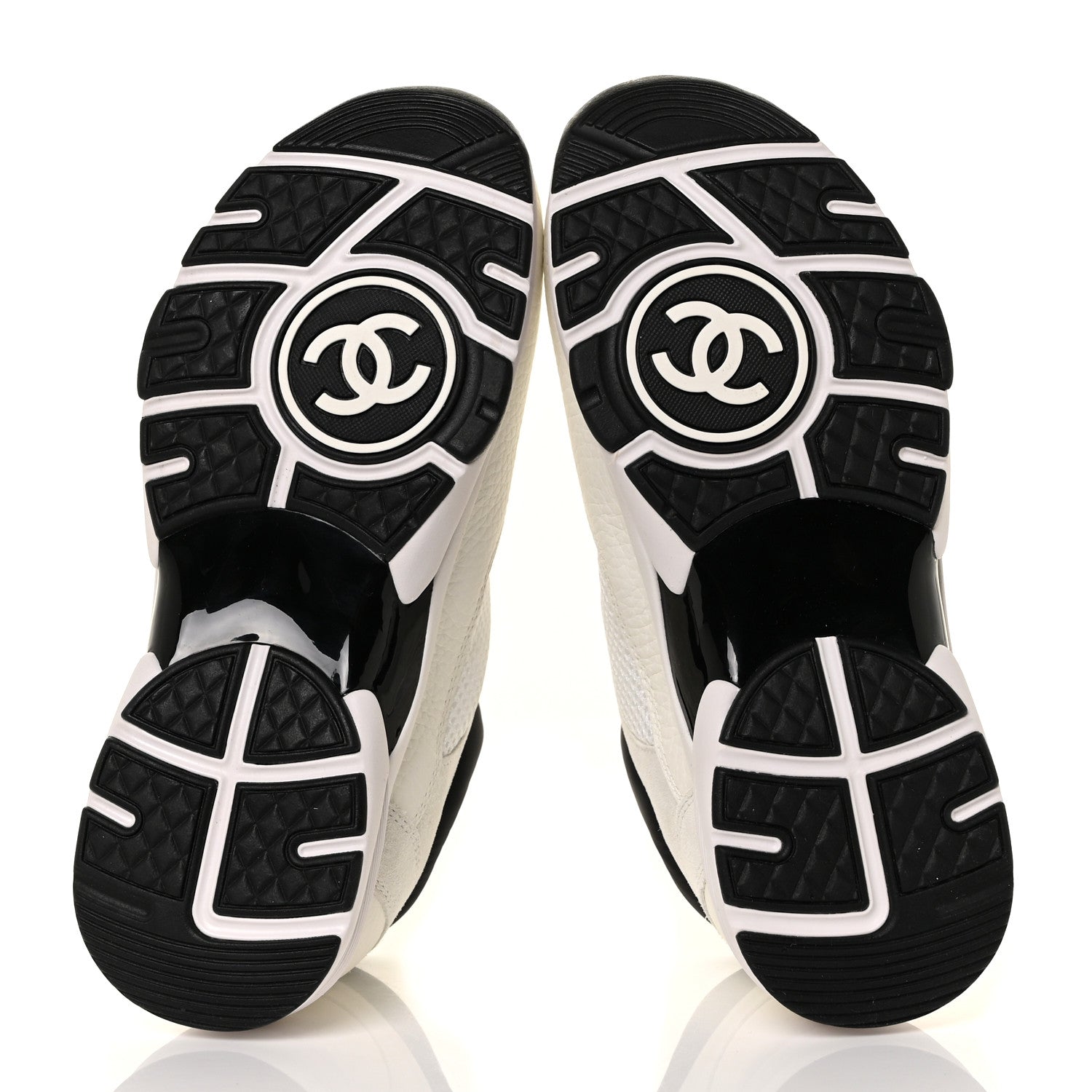 Chanel Mesh Suede Calfskin Grained Calfskin Womens CC Sneakers 36 White Black 5 of 7