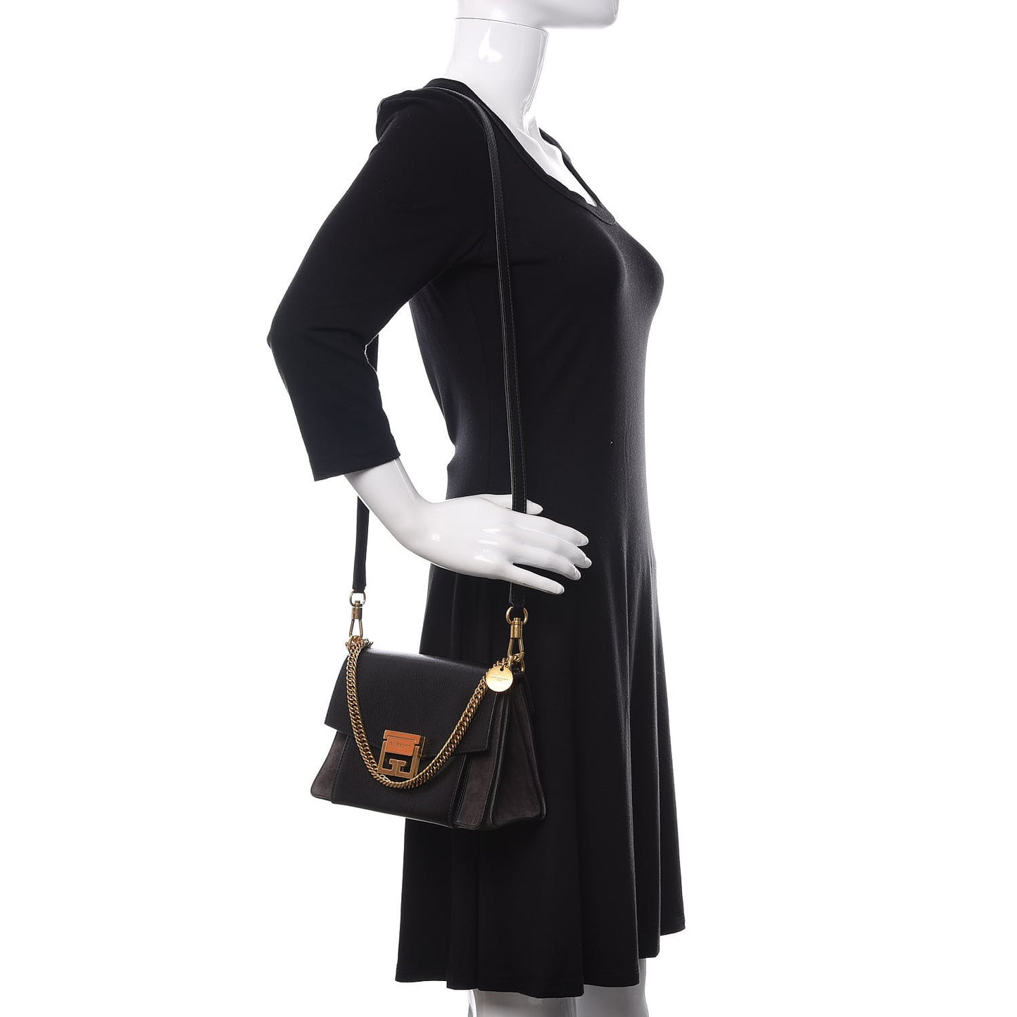 Goatskin Suede Small GV3 Shoulder Bag Black