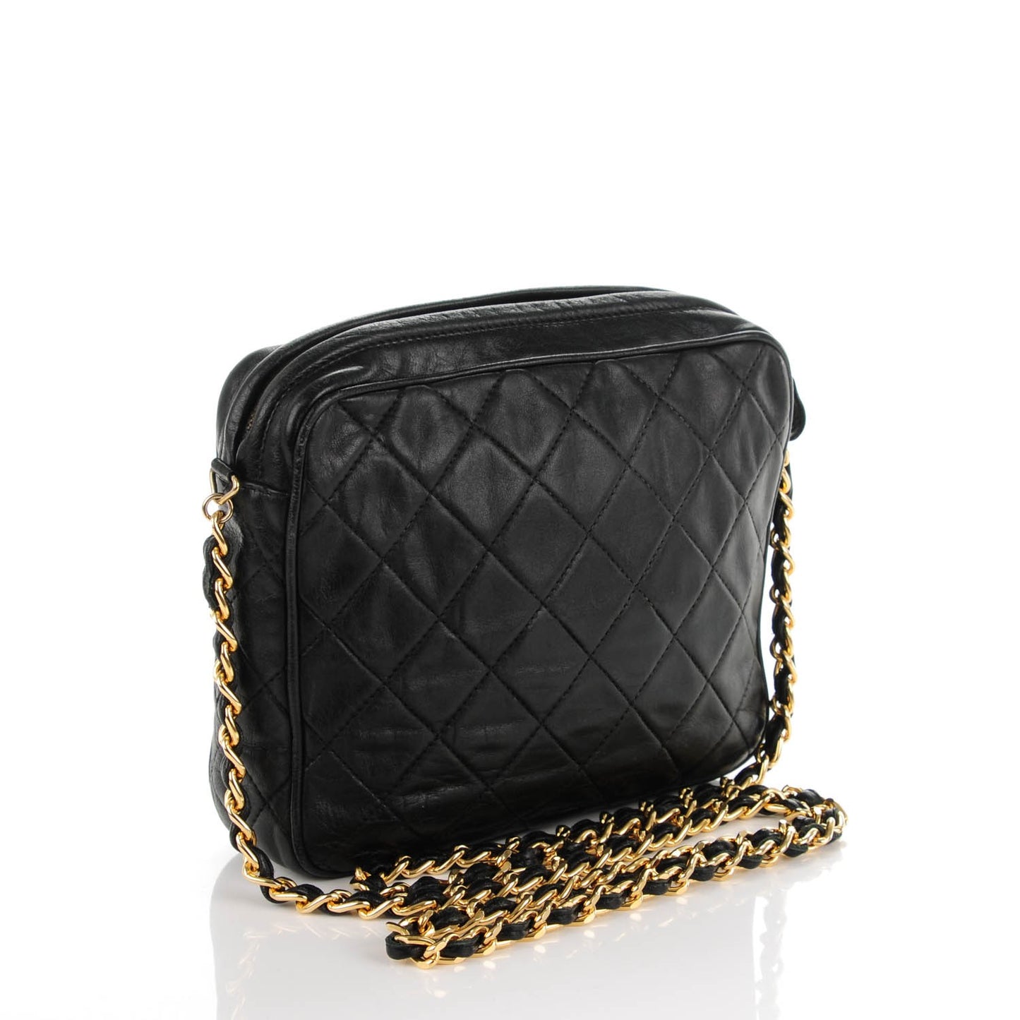 Lambskin Quilted Camera Case Black