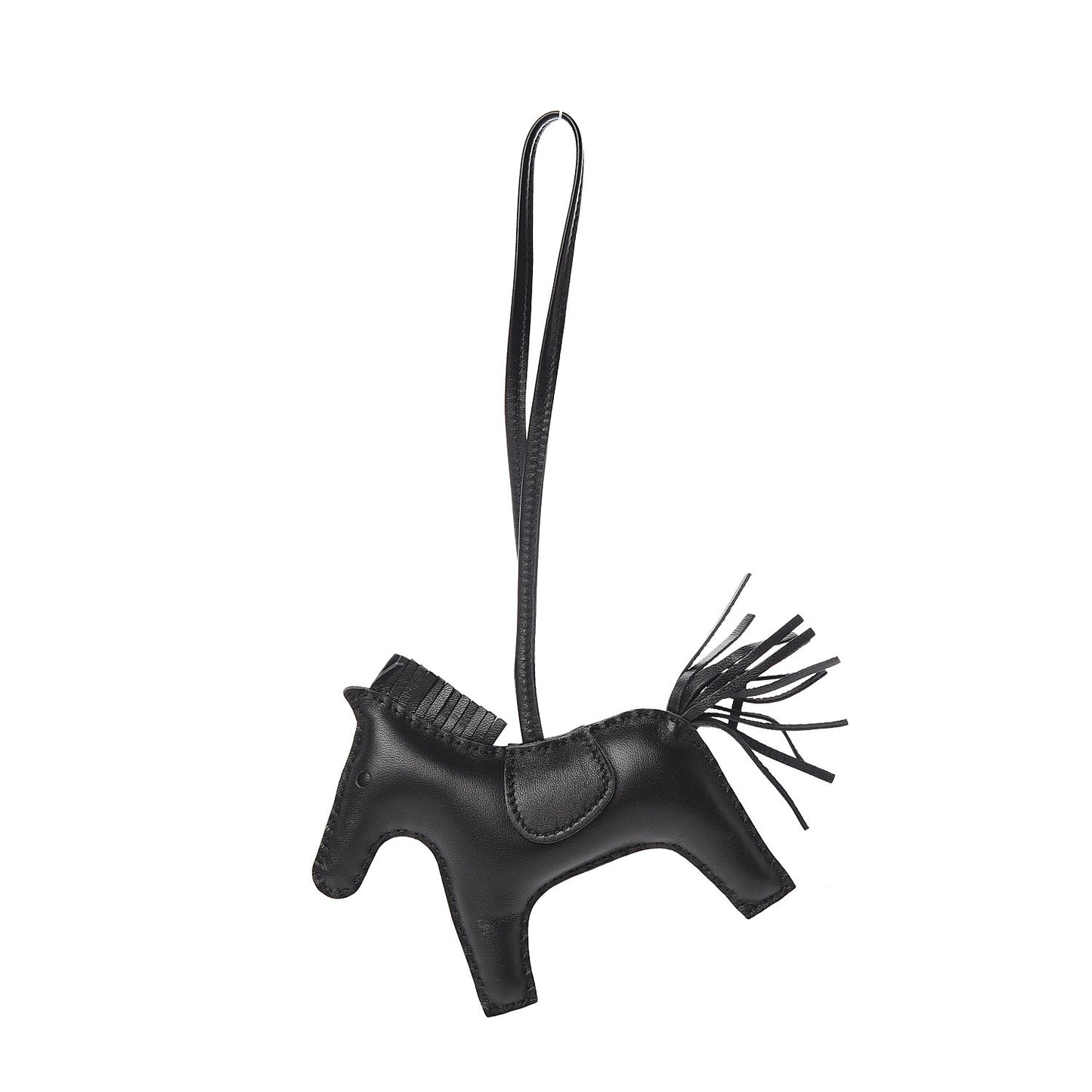 Milo Lambskin Grigri Rodeo Horse Bag Charm MM So Black