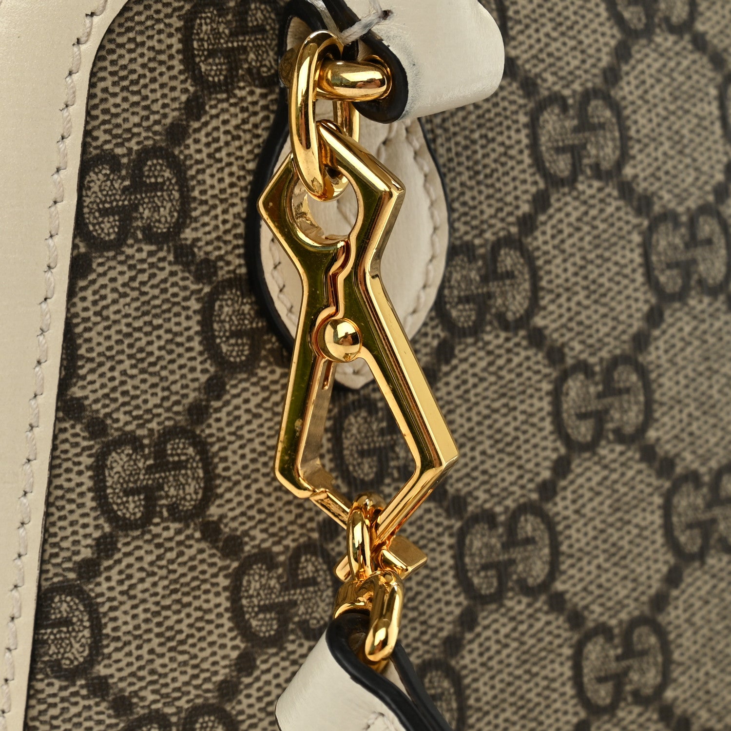 Gucci GG Supreme Monogram Azalea Calfskin Mini Horsebit 1955 Top Handle Bag Beige Ebony Mystic White 12 of 12
