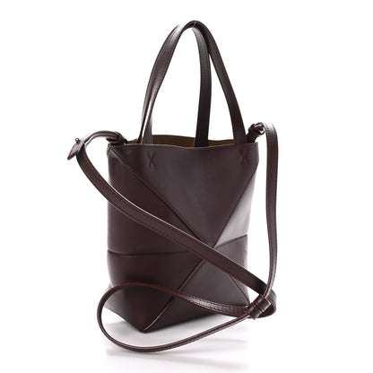 Loewe Shiny Calfskin Mini Puzzle Fold Tote Burgundy 3 of 9