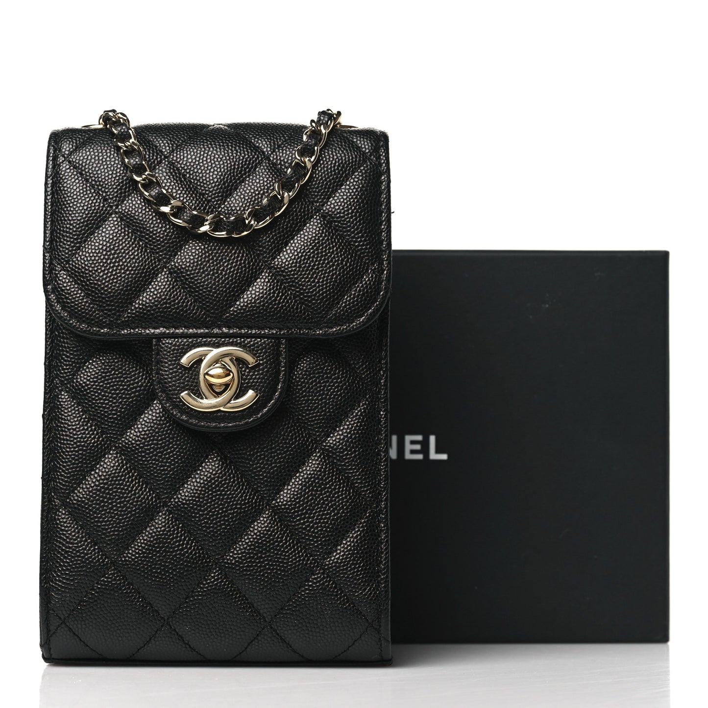Caviar Quilted Classic Phone Holder Black