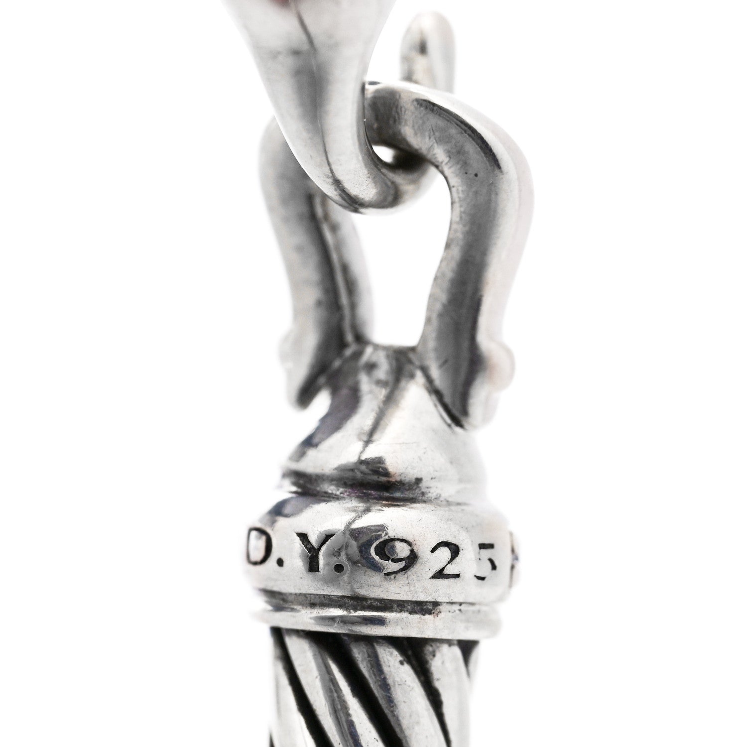 David Yurman Sterling Silver Diamond 5mm Cable Buckle Bracelet 3 of 3