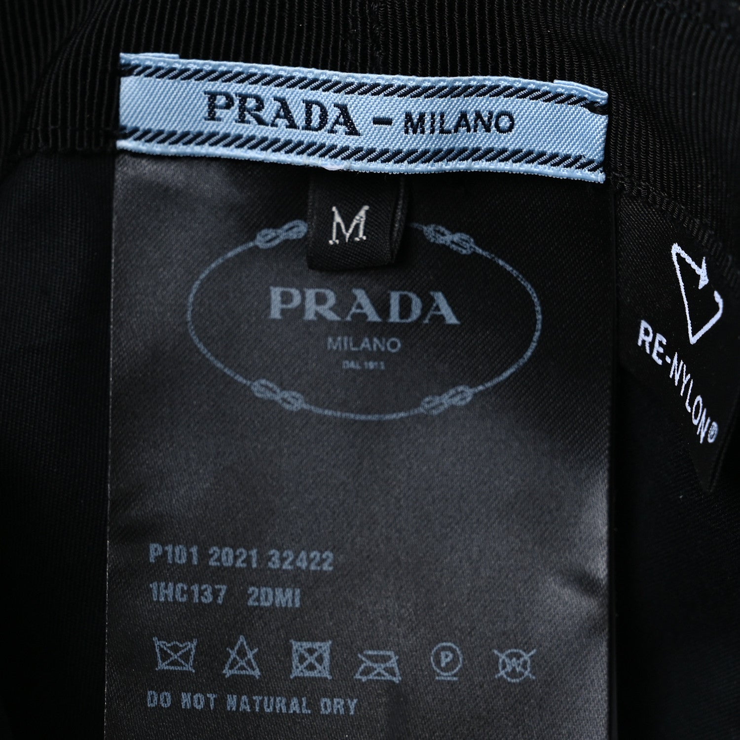 Prada Re-Nylon Metal Triangle Logo Womens Bucket Hat M Black 8 of 9
