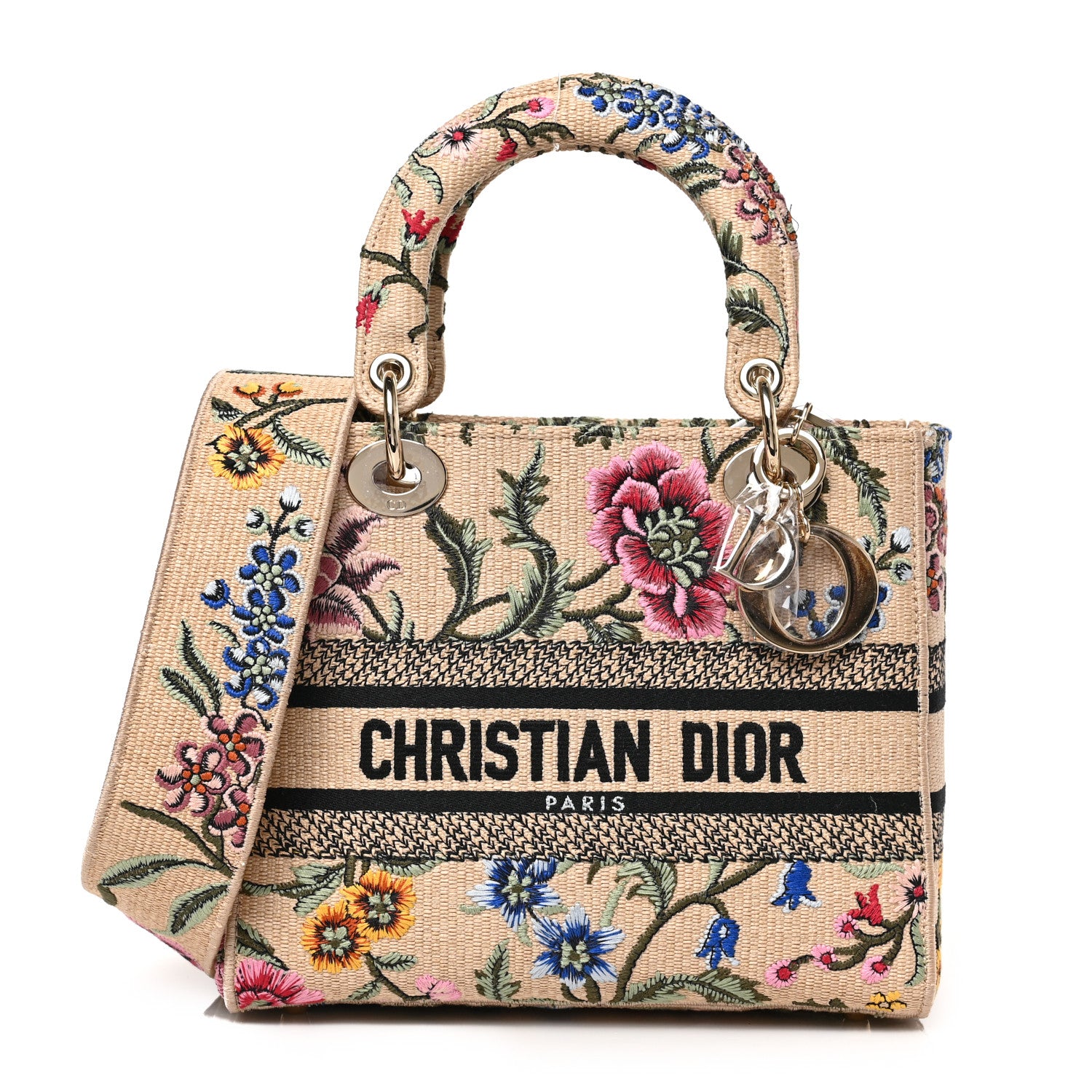 Christian Dior Canvas Embroidered Print Medium Lady D-Lite Multicolor 1 of 8