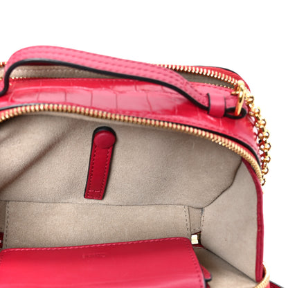 Chloe Calfskin Crocodile Embossed Mini C Vanity Bag Red 5 of 10