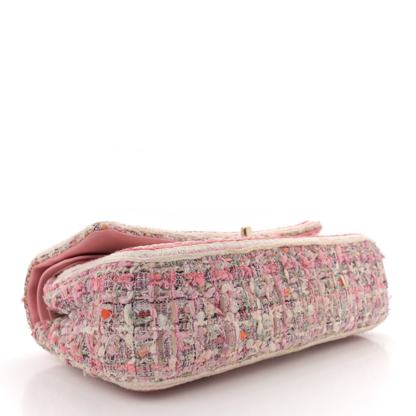 Tweed Braided Medium Flap Pink Beige Orange Ecru