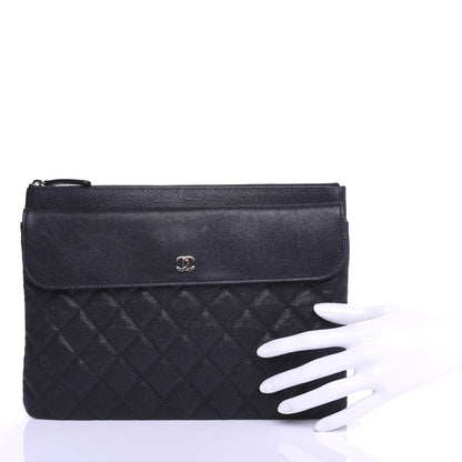 Chanel Iridescent Caviar Quilted Medium Flap Cosmetic Case Black 2 of 7