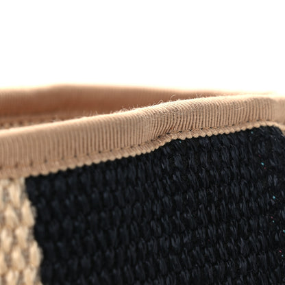 Chanel Straw Raffia Calfskin Striped Medium Deauville Tote Black Beige Ivory 13 of 14
