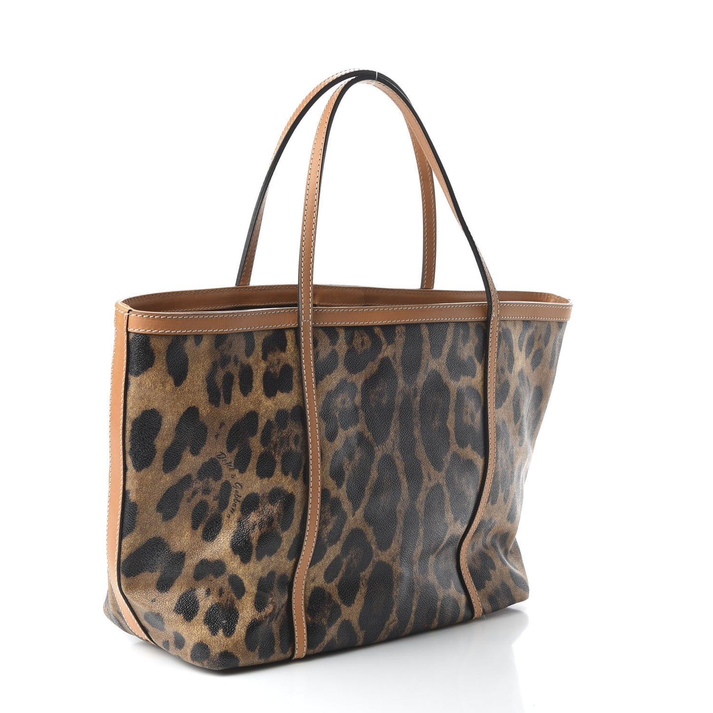Coated Canvas Leopard Print Miss Escape Tote Light Beige