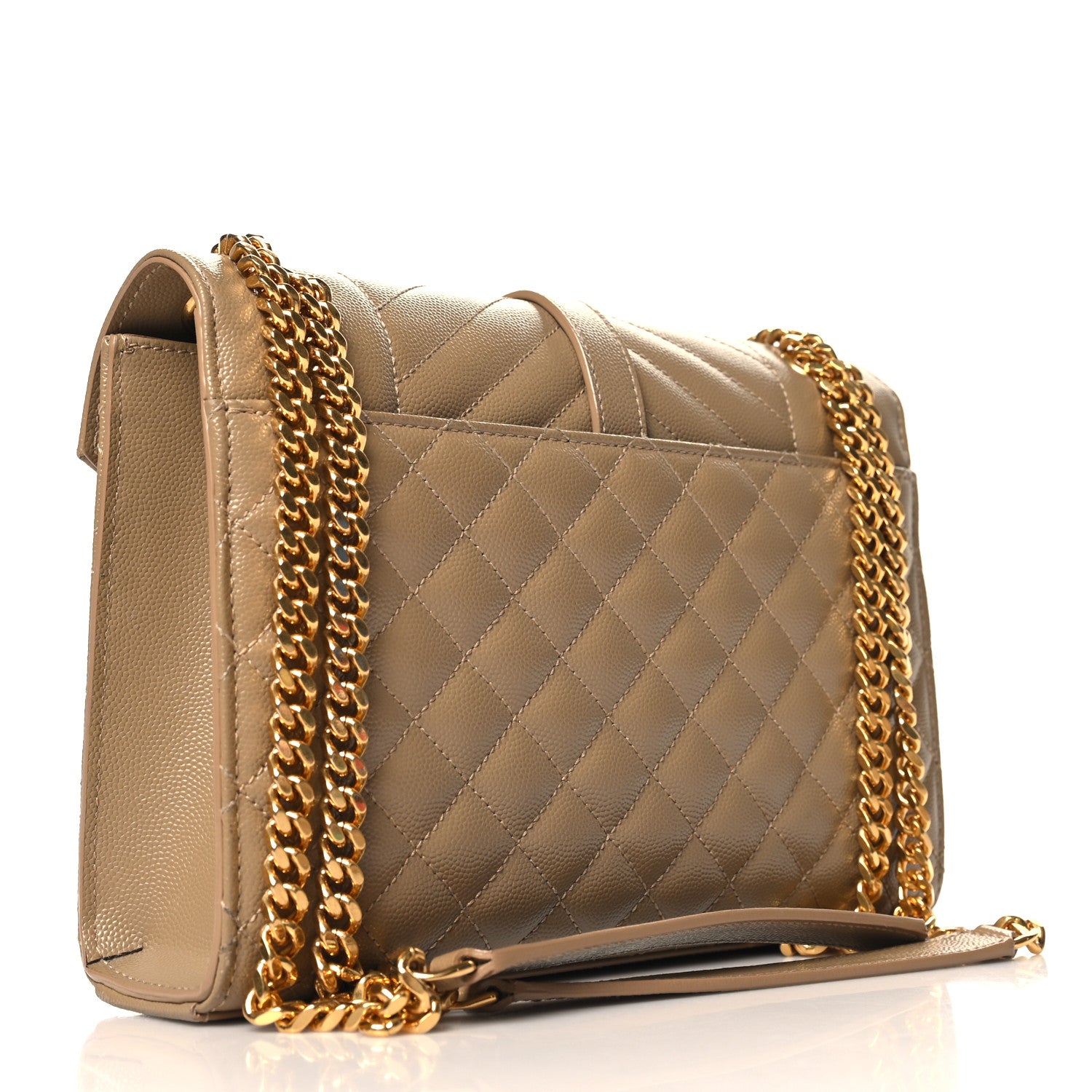 Saint Laurent Grain De Poudre Textured Mixed Matelasse Medium Triquilt Monogram Satchel Dark Latte 3 of 10
