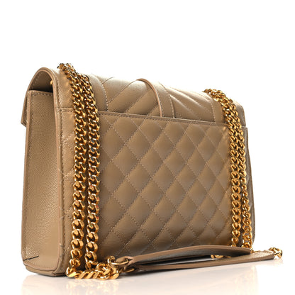 Saint Laurent Grain De Poudre Textured Mixed Matelasse Medium Triquilt Monogram Satchel Dark Latte 3 of 10