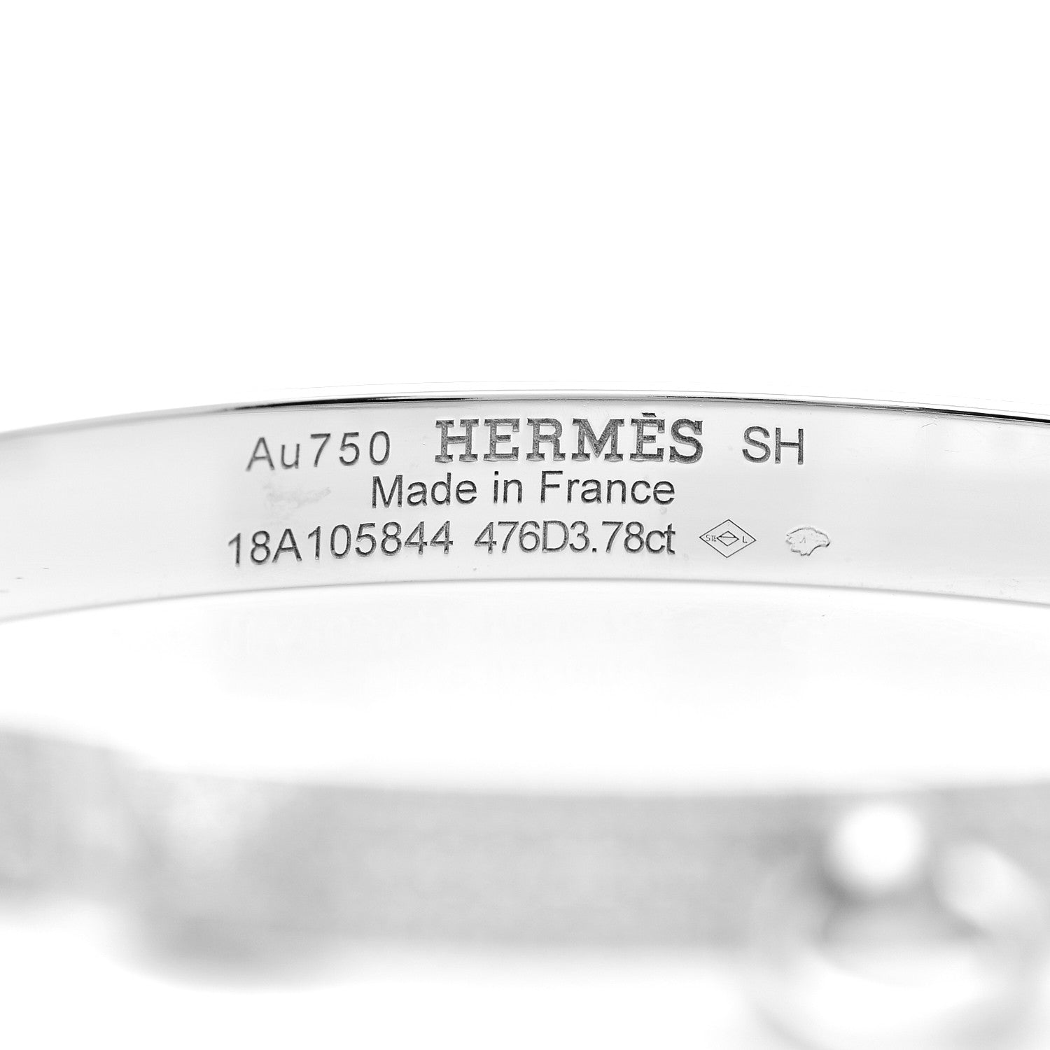 Hermes 18K White Gold Diamond PM Collier De Chien Full Pave Bracelet SH 3 of 4